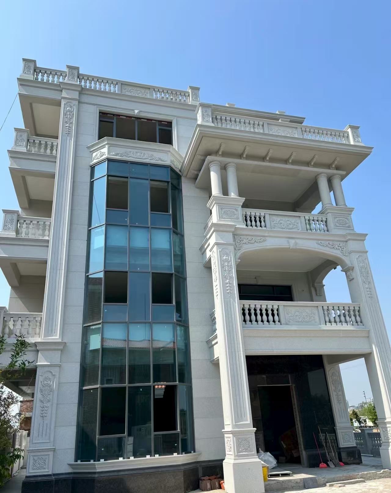 莆田 芝麻白花岗岩别墅外墙干挂效果展示